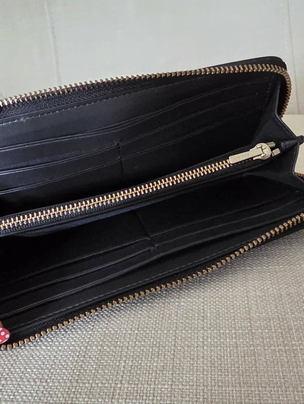 Coach Slim Black Leather Accordion Wallet